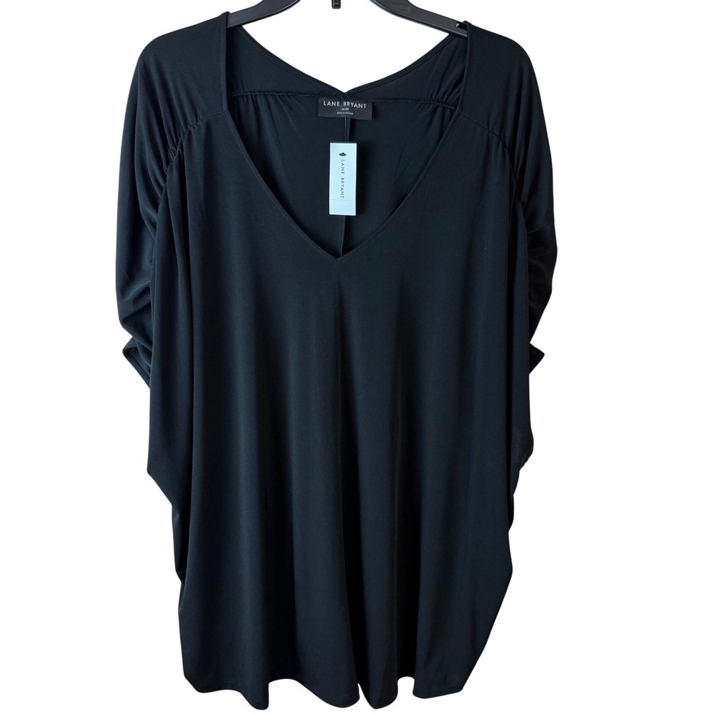 SALE Lane Bryant Black V Neck Dolman Sleeve Tunic Top Shirt Size 26 28